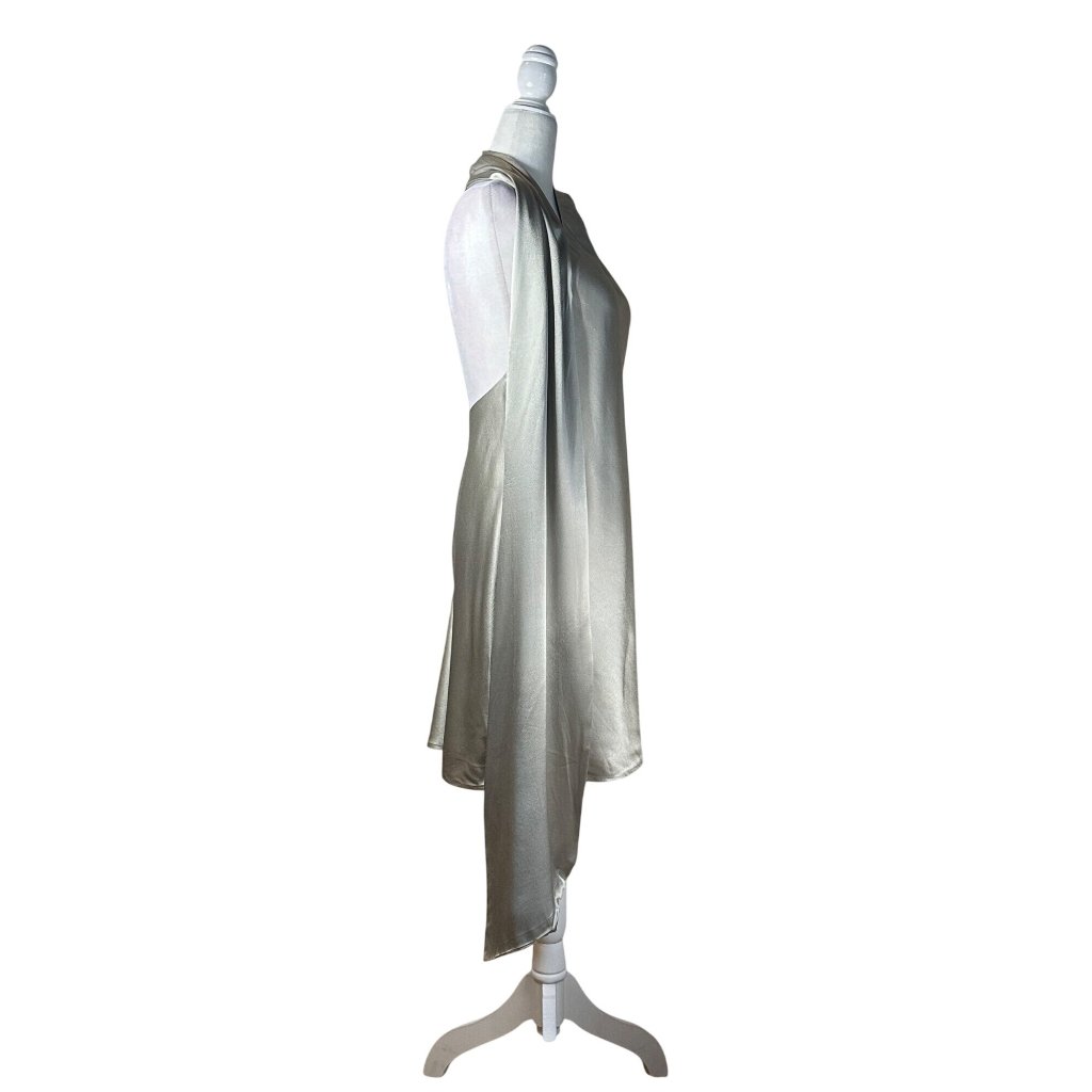 Auteur Studio Cassidy Dress In Grey Small New Womens Silver Satin Mini — image 5 of 8
